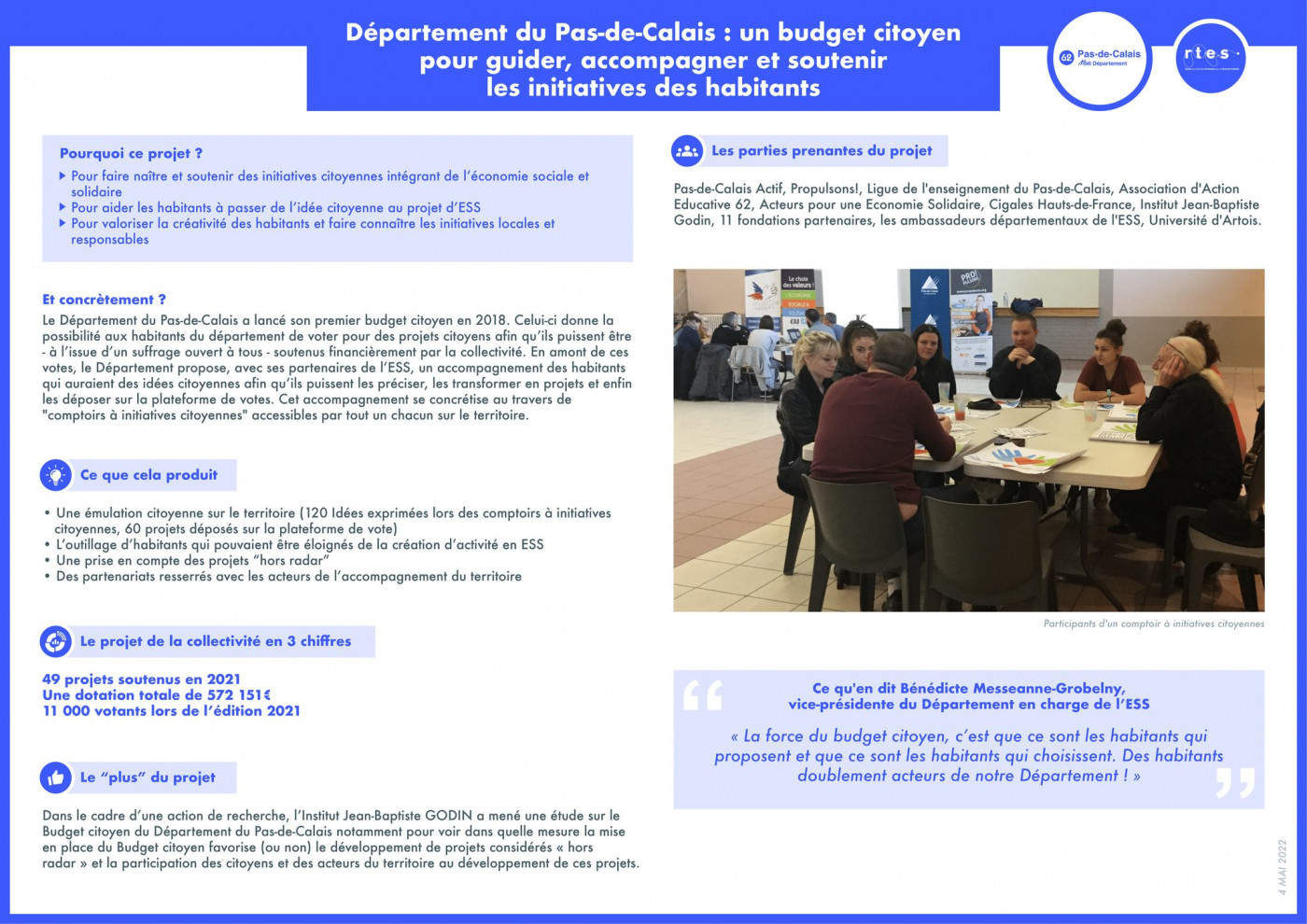 Département du Pas-de-Calais : un budget citoyen pour guider, accompagner et soutenir les initiatives des habitants