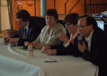 Introduction des travaux, avec de gauche à droite : Jacques Oberti, Christiane Bouchart, Marie Meunier, Henri Arevalo et Christophe Lubac (absent sur la photo)
