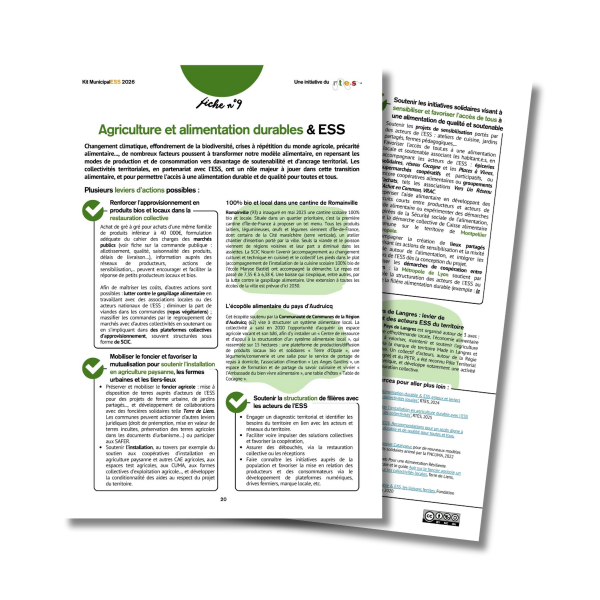 Kit MunicipalESS | Fiche 9 : Agriculture et alimentation durables & ESS