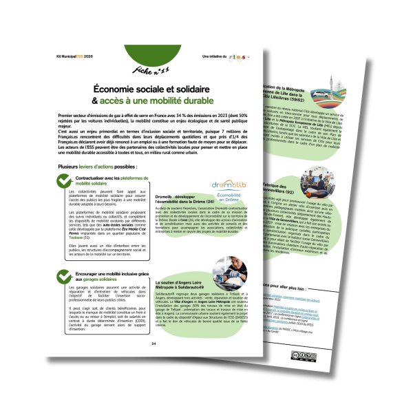 Kit MunicipalESS | Fiche 11 : ESS & accès à une mobilité durable