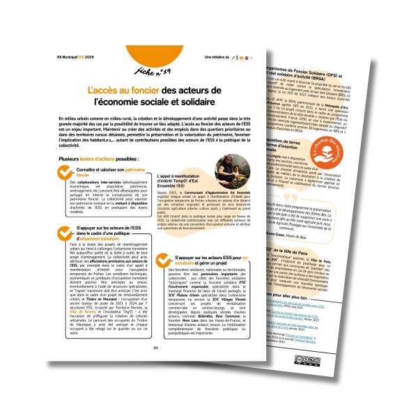 Kit MunicipalESS | Fiche 14 : L’accès au foncier des acteurs de l’économie sociale et solidaire