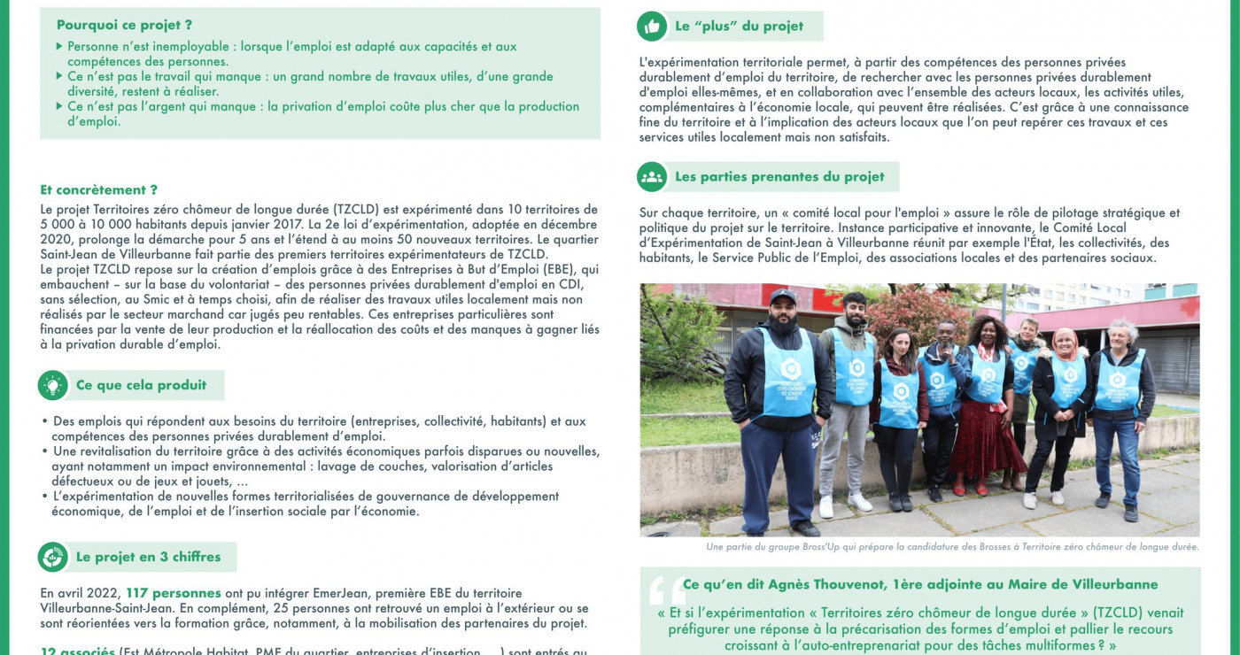Villeurbanne : expérimenter Territoire Zéro Chômeur de Longue Durée et créer des emplois supplémentaires en réponse aux besoins locaux