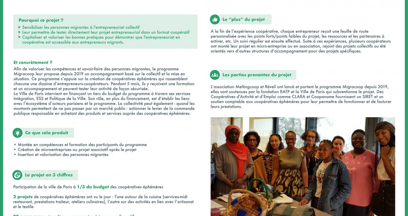 Migracoop : des coopératives éphémères pour stimuler l’entrepreneuriat et la montée en compétences des personnes migrantes