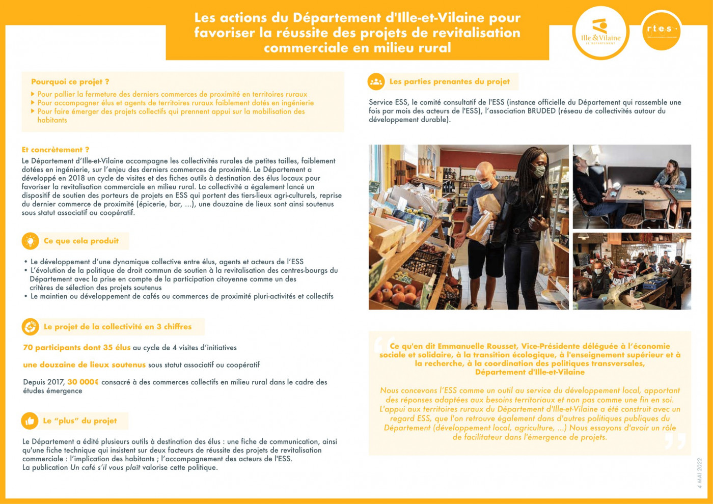 Les actions du Département d'Ille-et-Vilaine pour favoriser la réussite des projets de revitalisation commerciale en milieu rural